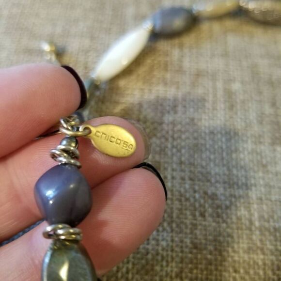 Chico's Necklace Black Stone Neutrals Gold Fixings - Picture 2 of 7